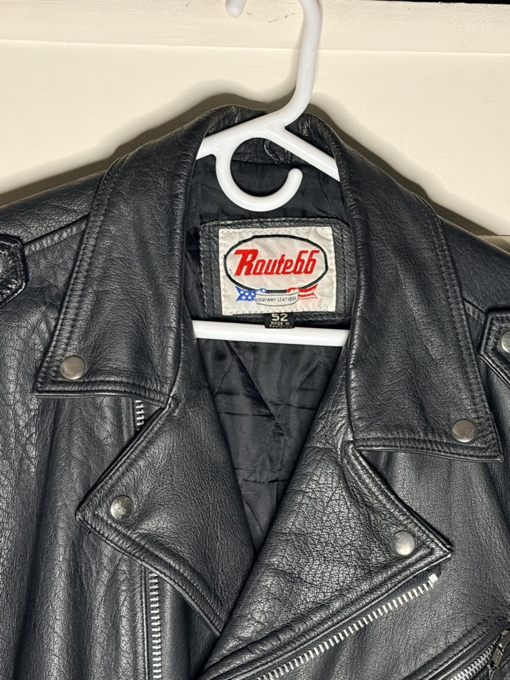 Route 66 Black Leather Moto Jacket Cow Hide Leather